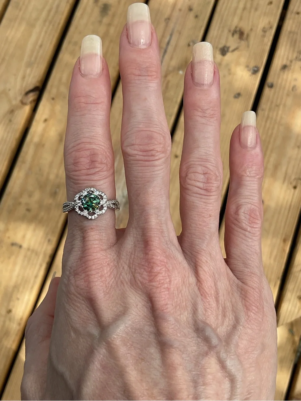1 Ct Genuine Green Moissanite Halo Ring NWT | GRA Certified | Size 7 | Stunning